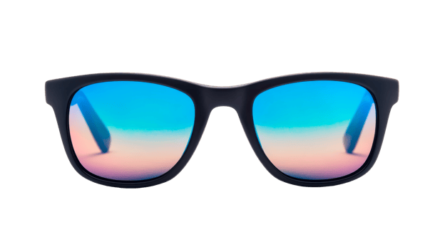 Stylish sunglasses with blue-pink gradient lenses , cut out transparent png