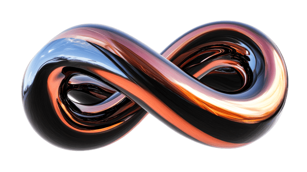 Infinity shape with sky reflection, abstract, art, concept, cut out transparent png