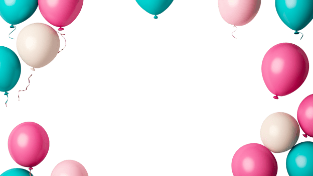 Festive Pink and Blue Balloons Frame, Party Celebration , cut out transparent png
