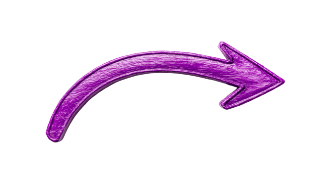 Purple Arrow with Textured Surface on Black, cut out transparent png