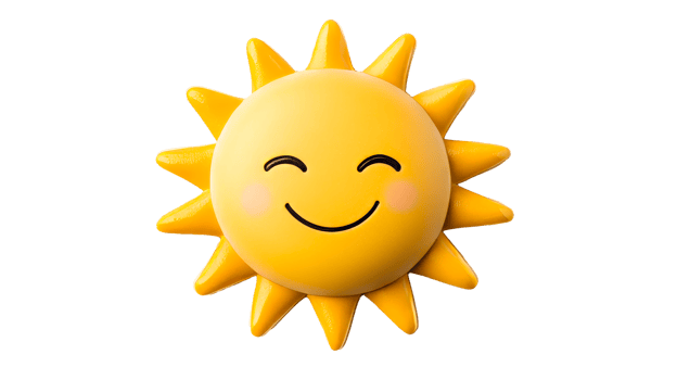 Cartoon Sun with Smiling Face Design, cut out transparent png