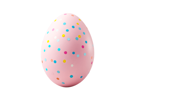Easter egg with colorful dots on a transparent background, cut out transparent png