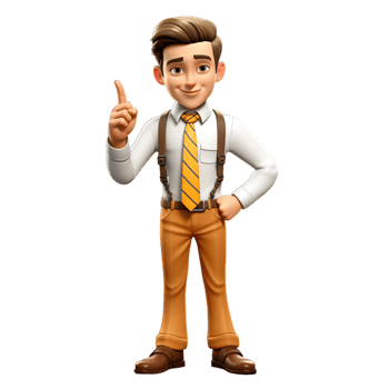 A cartoon man in a tie and tie points to his finger png