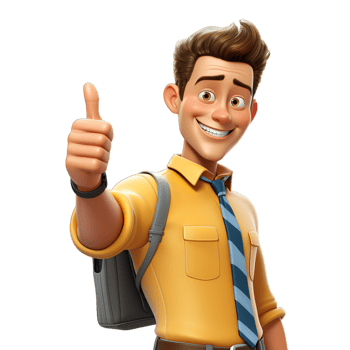 A cartoon man in a yellow shirt and tie giving the thumbs up png