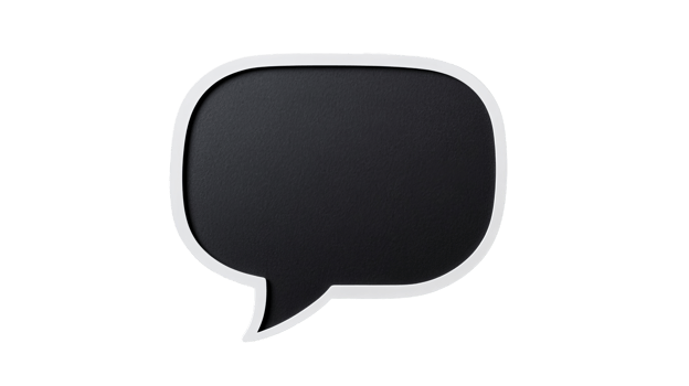 Speech bubble on black, thought icon, communication message, cut out transparent png