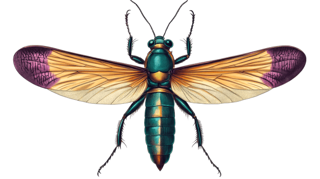 Insect illustration of a giant midge, scientific drawing, cut out transparent png