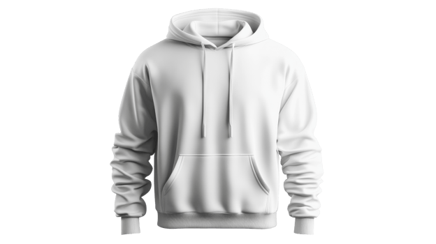 Front view white hoodie apparel design mockup, cut out transparent png