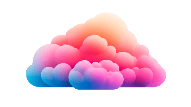 Vibrant multi-colored cloud formation rendered in 3D, cut out transparent png