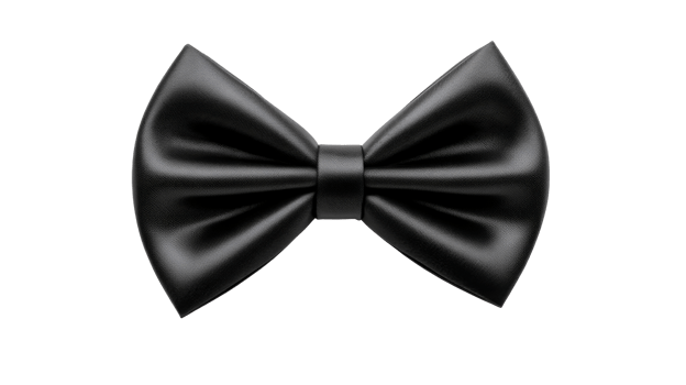 Elegant black bow tie on a transparent background, cut out transparent png