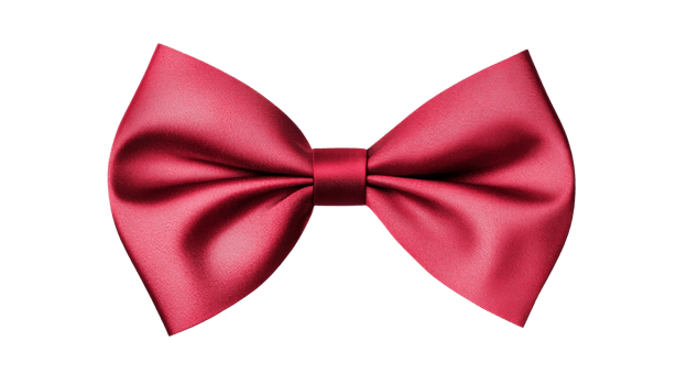 Red Bow Tie isolated on black background, silk satin, cut out transparent png