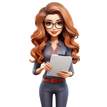 A cartoon woman holding a clipboard png