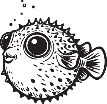 Cute Puffer Fish Illustration. vector