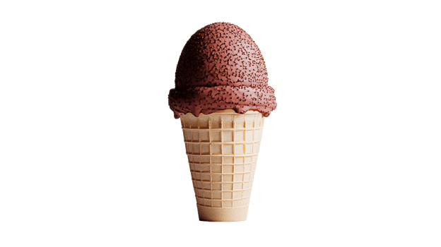 Chocolate ice cream cone, sprinkles, isolated, cut out transparent png
