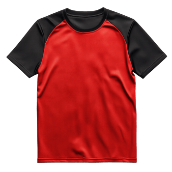 Red and Black Short-Sleeve Performance T-Shirt Isolated on Transparent Background png