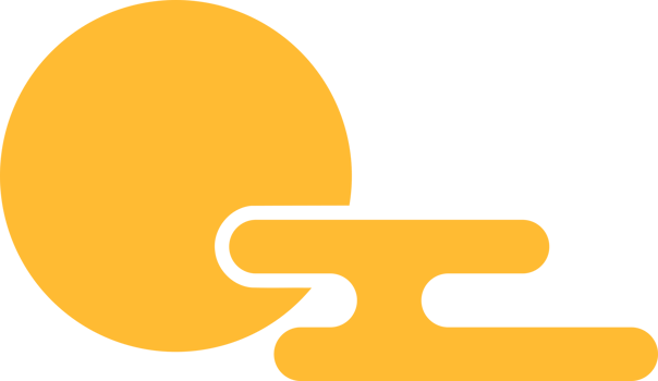 Yellow sun with cloud sky doodle icon png