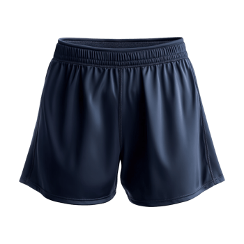 Navy Blue Athletic Running Shorts with Elastic Waistband and Loose Fit, Isolated on Transparent Background png