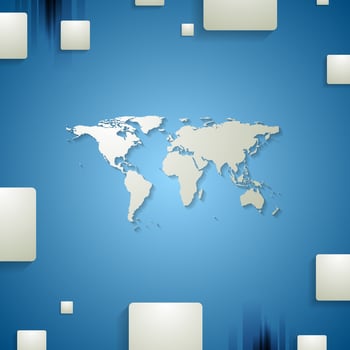 Tech corporate blue design with earth map vector