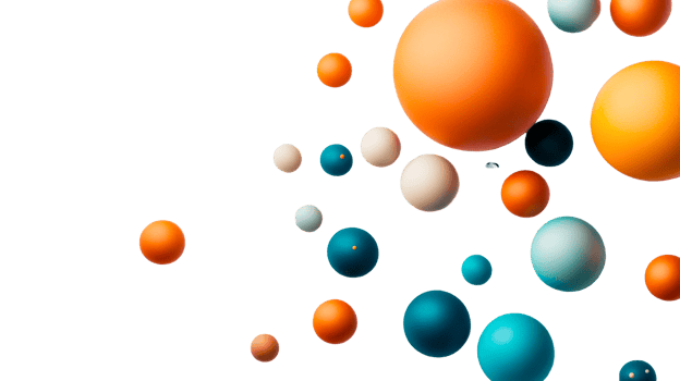 Geometric spheres colorful variety floating pattern, cut out transparent png