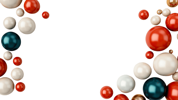 Frame of Red, Blue, Golden, White Balls, cut out transparent png
