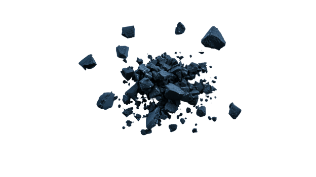 Broken slate, stone fragments, and pebbles on a black backdrop, cut out transparent png