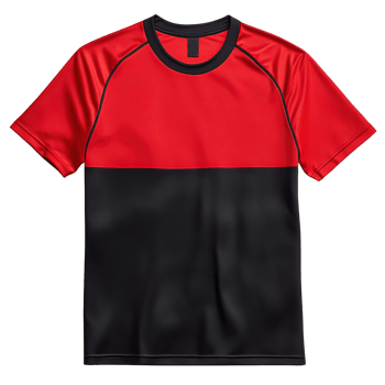 Athletic Sportswear T-Shirt with a Bold Two-Tone Red and Black Design png