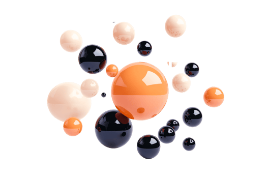 Spheres Abstract Composition with Glossy Surface, cut out transparent png