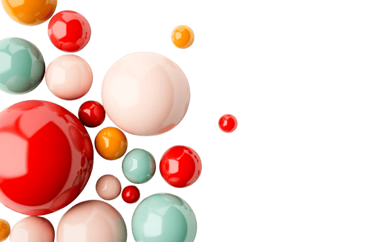 Shiny Spheres in Colorful Array Against Black, cut out transparent png
