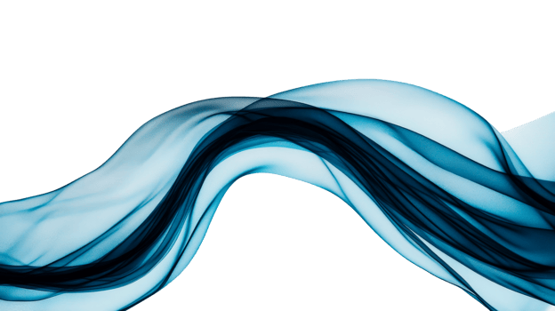 Flowing blue silk cloth waves elegantly, cut out transparent png