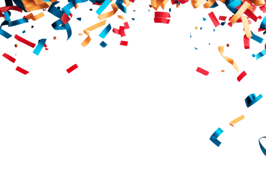 Confetti explosion with vibrant red, blue, gold pieces ,cut out transparent png