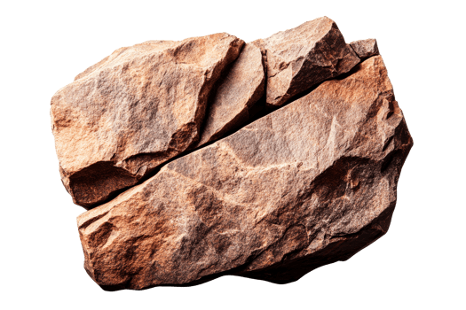 Natural stone formation with rugged texture, cut out transparent png