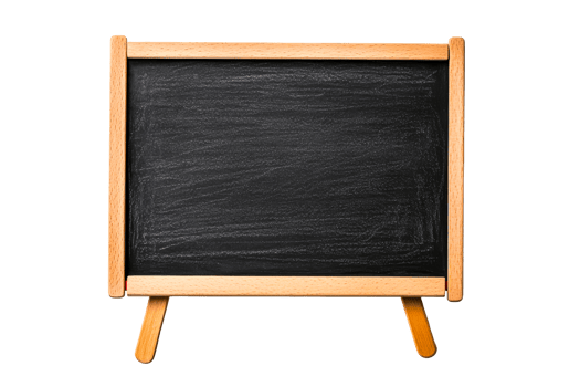 Blank menu board on black background, cut out transparent png