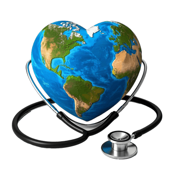 Global Health Awareness Earth Heart With Stethoscope Transparent Background png