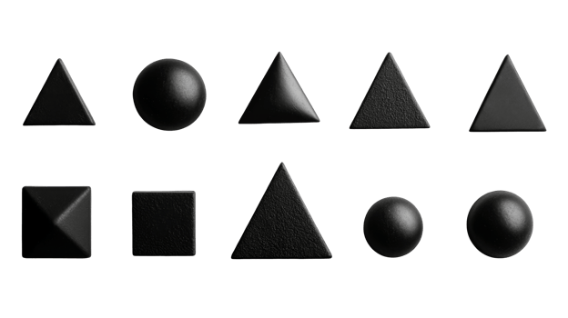 Black geometric shapes arranged on a transparent background png