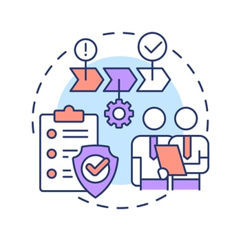 Risk treatment multi color concept icon. Implementing mitigation strategies. Danger management process. Round shape line illustration. Abstract idea. Graphic design. Easy to use in presentation vector