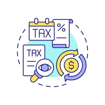 Tax implications analysis multi color concept icon. Finances control. Intercompany transaction process. Round shape line illustration. Abstract idea. Graphic design. Easy to use in booklet vector
