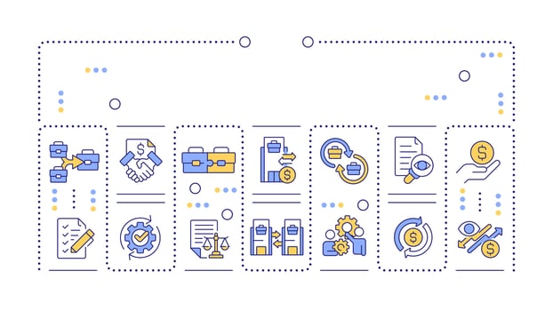 Intercompany accounting word concept isolated on white. Financial activity between entities. Creative illustration banner surrounded by editable line colorful icons vector