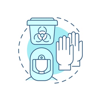 Protect healthcare workers soft blue concept icon. Biohazard protective gear. Regulation, compliance. Round shape line illustration. Abstract idea. Graphic design. Easy to use in presentation vector