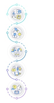 Social interaction infographic design template. Friendship networking, relationships. Data visualization 5 options. Process vertical flow chart vector