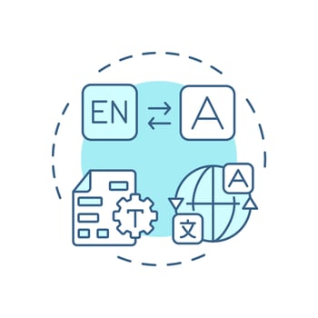 Localized data soft blue concept icon. Adaption for markets, regions, languages. Key product information. Round shape line illustration. Abstract idea. Graphic design. Easy to use in presentation vector