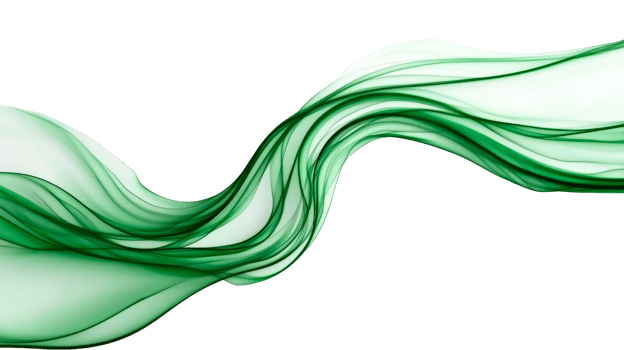 Flowing green fabric with transparent background and gentle curves png