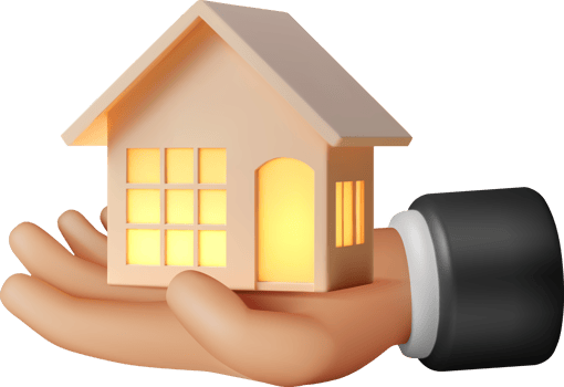 3d house building in hand png