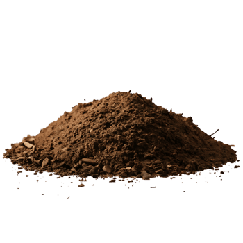 A Closeup View of a Pile of Dark Brown Soil with Small Stones and Debris png