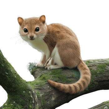 A squirrel on a tree branch isolated on a transparent background png