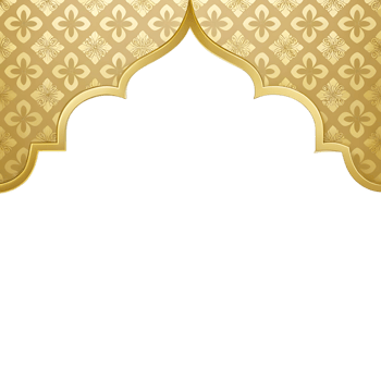 Elegant Golden Arch Frame with Intricate Floral Pattern Background Design for Invitation Cards or Certificates png