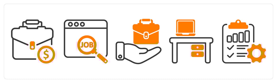 Set of five business icons as job, employement vector