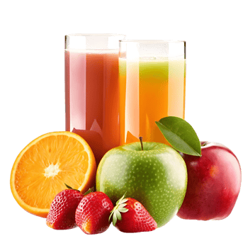 Refreshing Fruit Juices with Orange Apple and Strawberry png