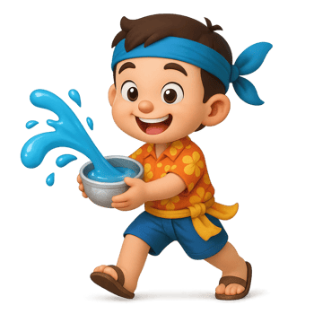 A cartoon boy pouring water into a bowl png
