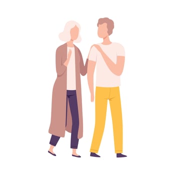 Mother and Her Adult Son, Happy Parenthood, Mom and Her Child Having Good Time Together Flat Illustration vector