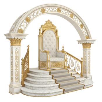 luxurious throne with intricate gold detailing and grand archway, exuding elegance and royalty png