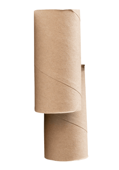 Vertical view of tissue paper cores or toilet paper tubes in stack after used out in toilet or restroom isolated with clipping path in file format png